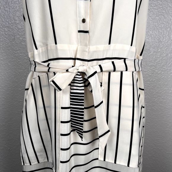 Madewell Broadway & Broome Sz 8 Sleeveless Dress 100% Silk Black, White Stripes - Picture 5 of 16